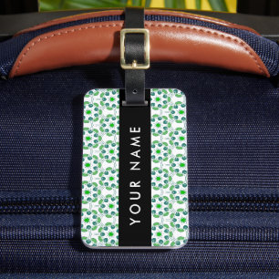 Leaf Pattern, Green Leaves, Your Name Luggage Tag