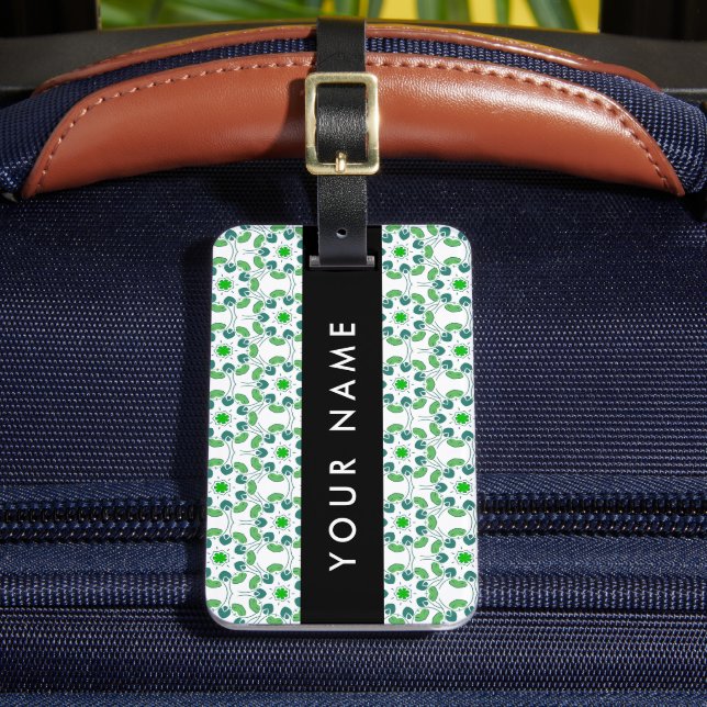 Leaf Pattern, Green Leaves, Your Name Luggage Tag (Front Insitu 2)