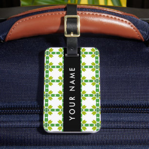 Leaf Pattern, Green Leaves, Your Name Luggage Tag