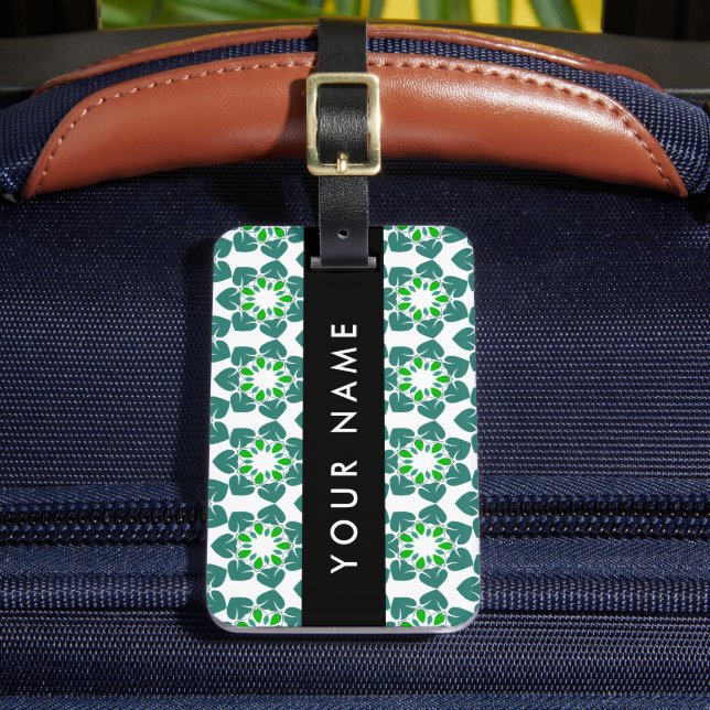 Leaf Pattern, Green Leaves, Your Name Luggage Tag (Front Insitu 2)