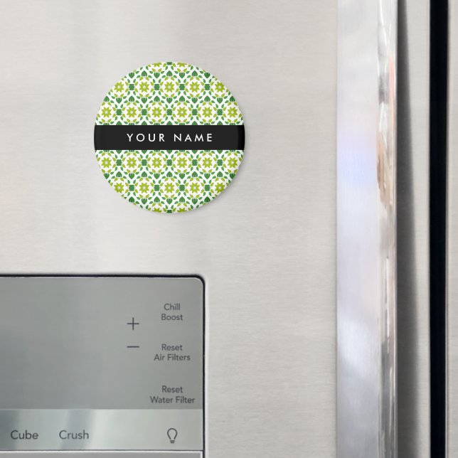 Leaf Pattern, Green Leaves, Your Name Magnet (In Situ (Fridge))