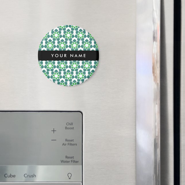 Leaf Pattern, Green Leaves, Your Name Magnet (In Situ (Fridge))