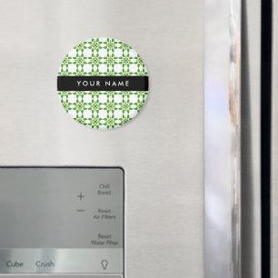 Leaf Pattern, Green Leaves, Your Name Magnet