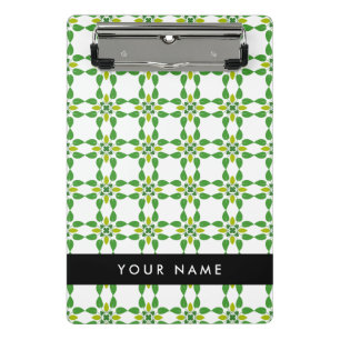Leaf Pattern, Green Leaves, Your Name Mini Clipboard