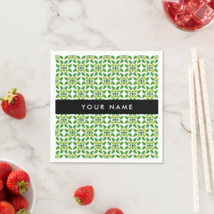 Leaf Pattern, Green Leaves, Your Name Napkin