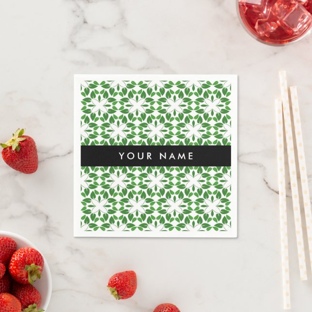 Leaf Pattern, Green Leaves, Your Name Napkin (Insitu)