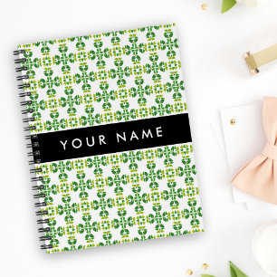 Leaf Pattern, Green Leaves, Your Name Notebook