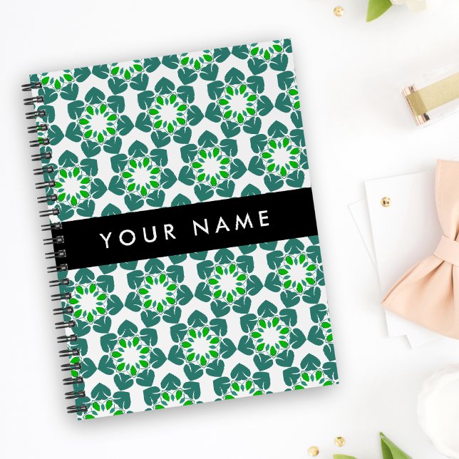 Leaf Pattern, Green Leaves, Your Name Notebook (Creator Uploaded)