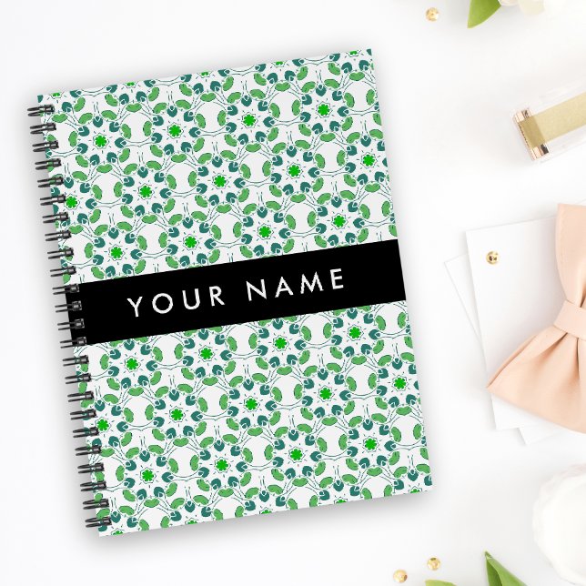 Leaf Pattern, Green Leaves, Your Name Notebook (Creator Uploaded)