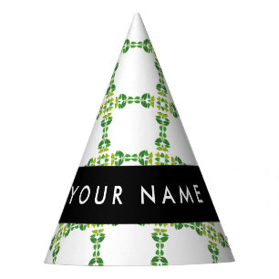 Leaf Pattern, Green Leaves, Your Name Party Hat