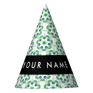 Leaf Pattern, Green Leaves, Your Name Party Hat