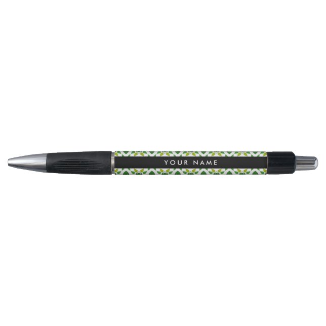 Leaf Pattern, Green Leaves, Your Name Pen (Front)