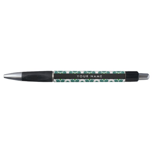 Leaf Pattern, Green Leaves, Your Name Pen (Front)