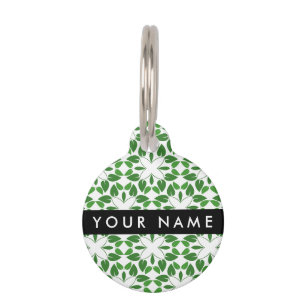 Leaf Pattern, Green Leaves, Your Name Pet Tag