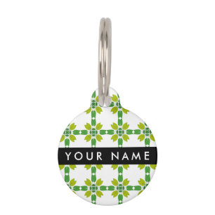 Leaf Pattern, Green Leaves, Your Name Pet Tag