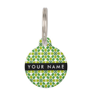Leaf Pattern, Green Leaves, Your Name Pet Tag