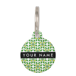 Leaf Pattern, Green Leaves, Your Name Pet Tag