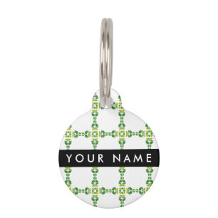 Leaf Pattern, Green Leaves, Your Name Pet Tag