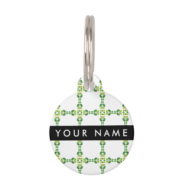 Leaf Pattern, Green Leaves, Your Name Pet Tag (Front)
