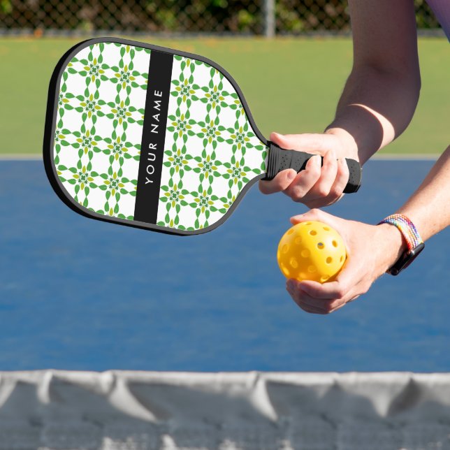 Leaf Pattern, Green Leaves, Your Name Pickleball Paddle (Insitu)