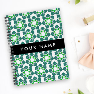 Leaf Pattern, Green Leaves, Your Name Planner