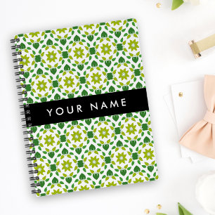 Leaf Pattern, Green Leaves, Your Name Planner