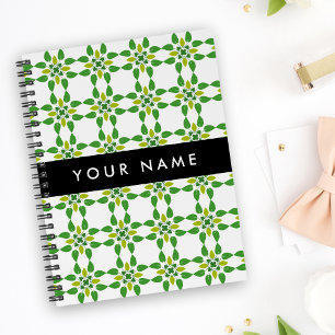 Leaf Pattern, Green Leaves, Your Name Planner