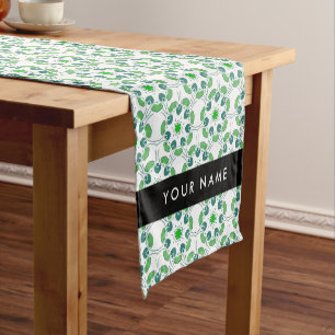 Leaf Pattern, Green Leaves, Your Name Short Table Runner