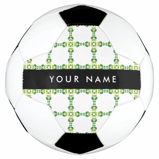 Leaf Pattern, Green Leaves, Your Name Soccer Ball (Front)