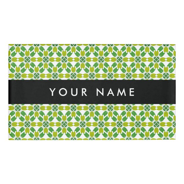 Leaf Pattern, Green Leaves, Your Name Tag (Front)