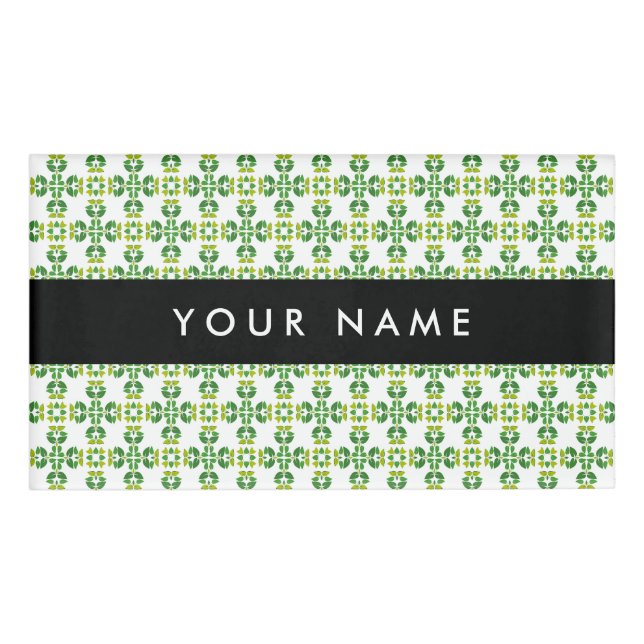 Leaf Pattern, Green Leaves, Your Name Tag (Front)