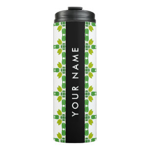 Leaf Pattern, Green Leaves, Your Name Thermal Tumbler