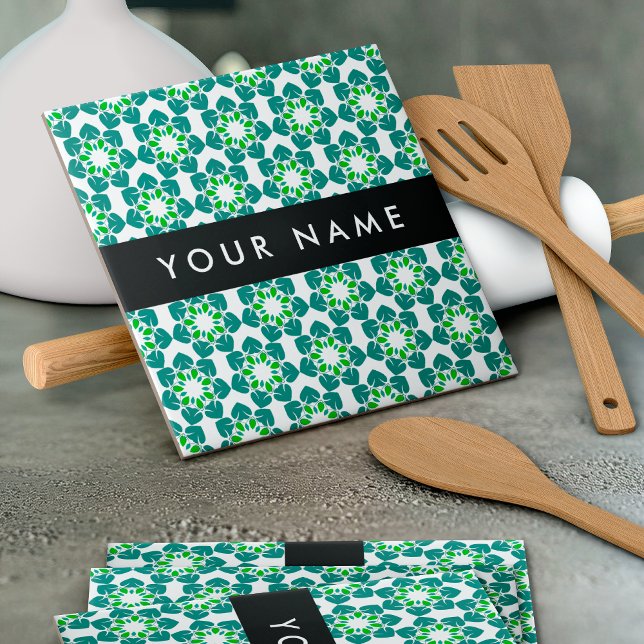 Leaf Pattern, Green Leaves, Your Name Tile (Creator Uploaded)