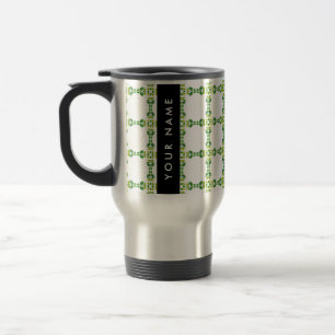 Leaf Pattern, Green Leaves, Your Name Travel Mug