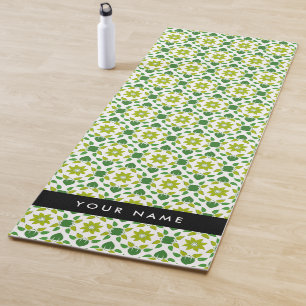 Leaf Pattern, Green Leaves, Your Name Yoga Mat