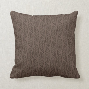 Leaf Pattern No.1 - Colour Brown Throw Pillow