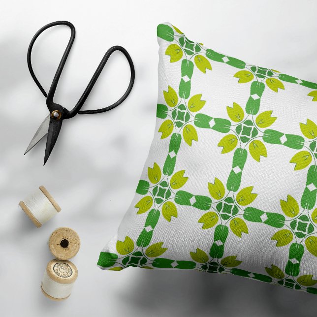 Leaf Pattern, Pattern Of Leaves, Green Leaves Accent Pillow (Creator Uploaded)