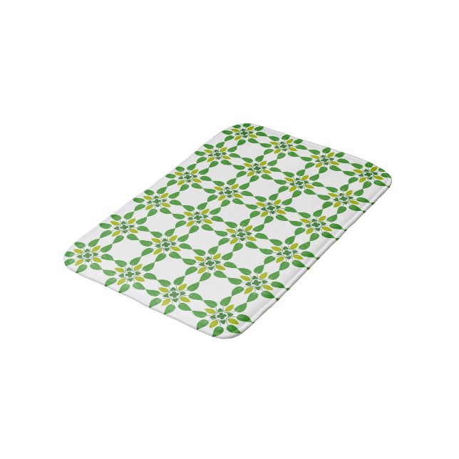 Leaf Pattern, Pattern Of Leaves, Green Leaves Bath Mat (Angled)
