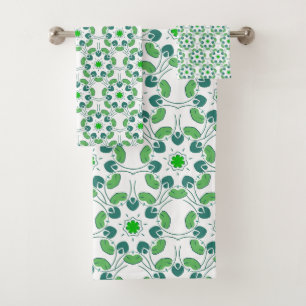Leaf Pattern, Pattern Of Leaves, Green Leaves Bath Towel Set