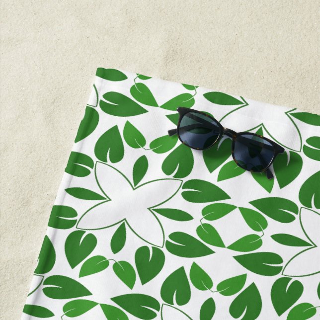 Leaf Pattern, Pattern Of Leaves, Green Leaves Beach Towel (In Situ)