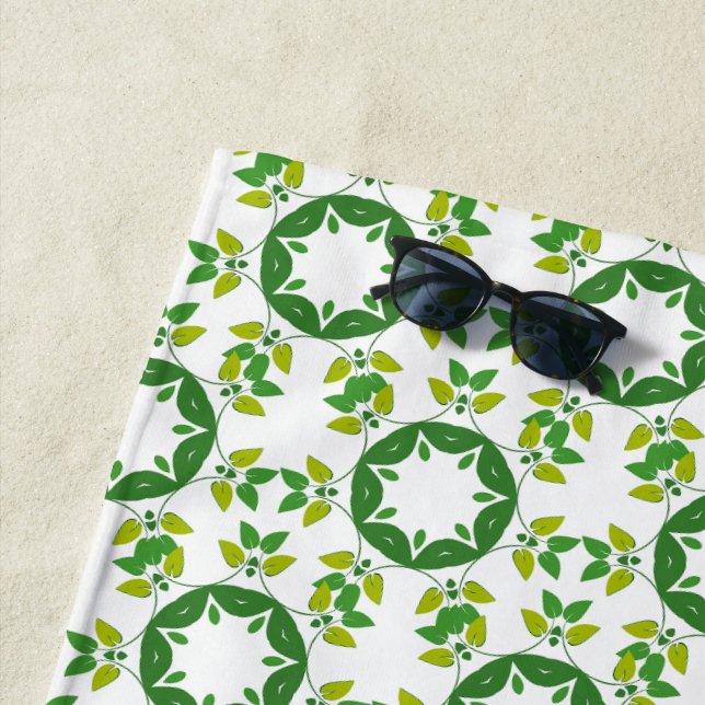 Leaf Pattern, Pattern Of Leaves, Green Leaves Beach Towel (In Situ)