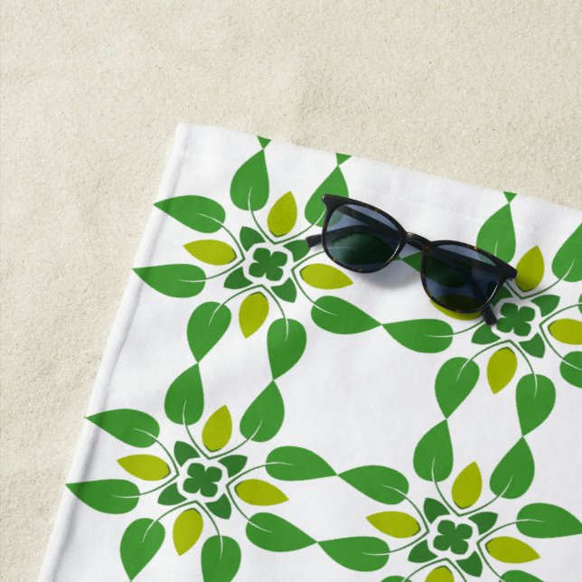 Leaf Pattern, Pattern Of Leaves, Green Leaves Beach Towel (In Situ)