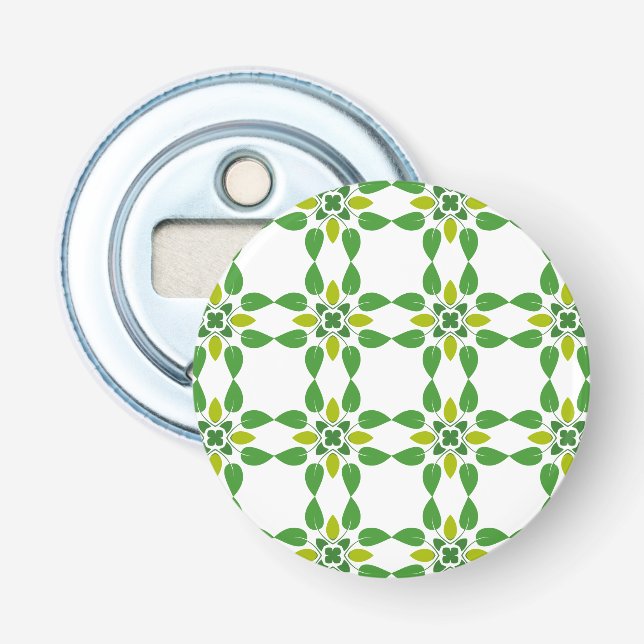 Leaf Pattern, Pattern Of Leaves, Green Leaves Bottle Opener (Front)