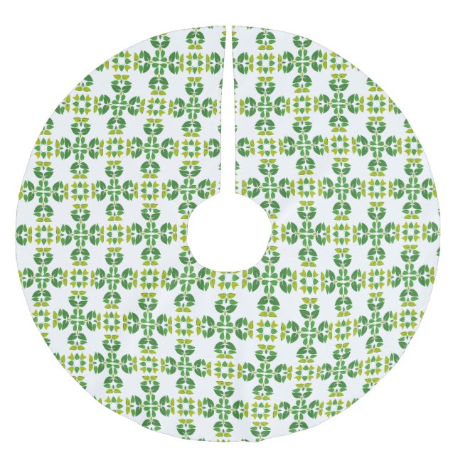 Leaf Pattern, Pattern Of Leaves, Green Leaves Brushed Polyester Tree Skirt (Front)