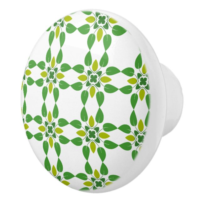 Leaf Pattern, Pattern Of Leaves, Green Leaves Ceramic Knob (Right)