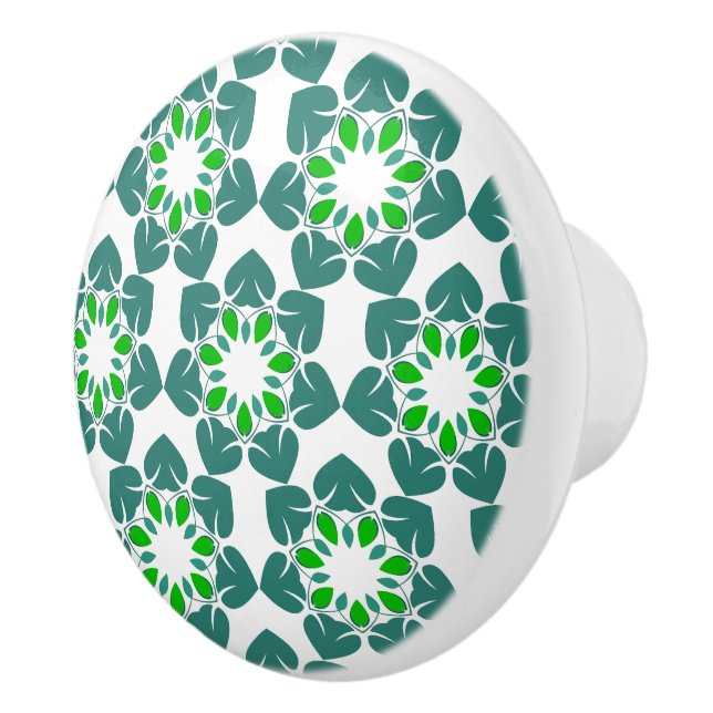 Leaf Pattern, Pattern Of Leaves, Green Leaves Ceramic Knob (Right)