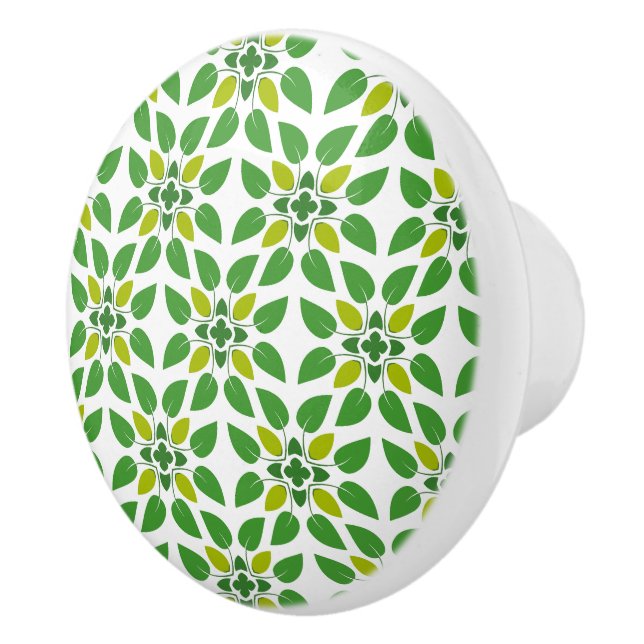 Leaf Pattern, Pattern Of Leaves, Green Leaves Ceramic Knob (Right)
