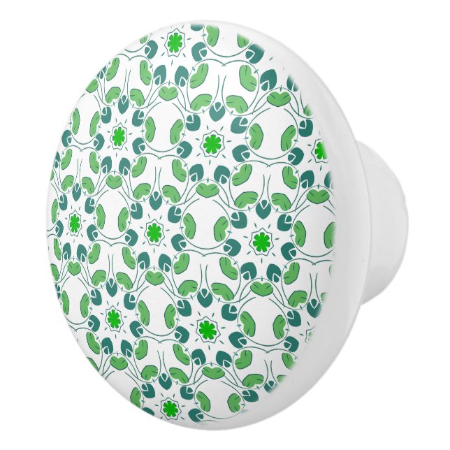 Leaf Pattern, Pattern Of Leaves, Green Leaves Ceramic Knob (Right)