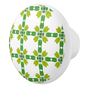 Leaf Pattern, Pattern Of Leaves, Green Leaves Ceramic Knob