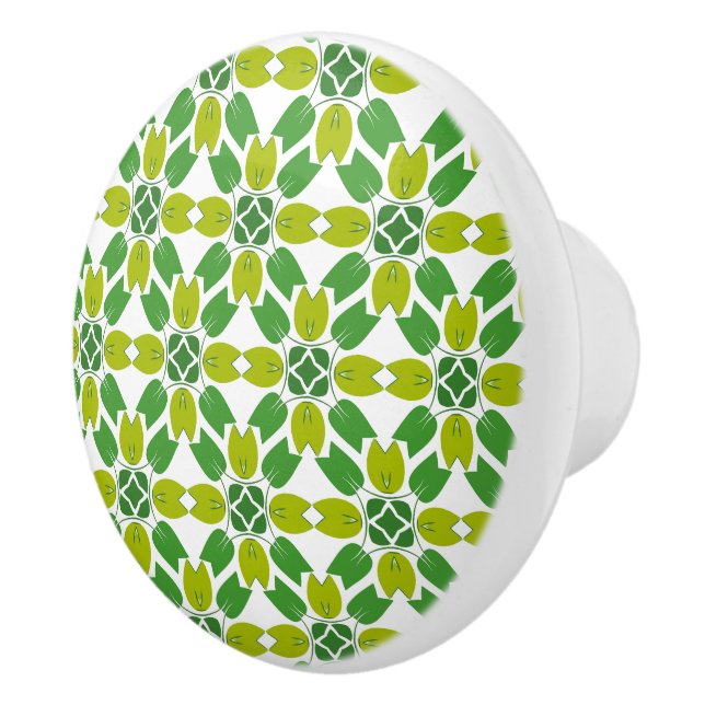 Leaf Pattern, Pattern Of Leaves, Green Leaves Ceramic Knob (Right)